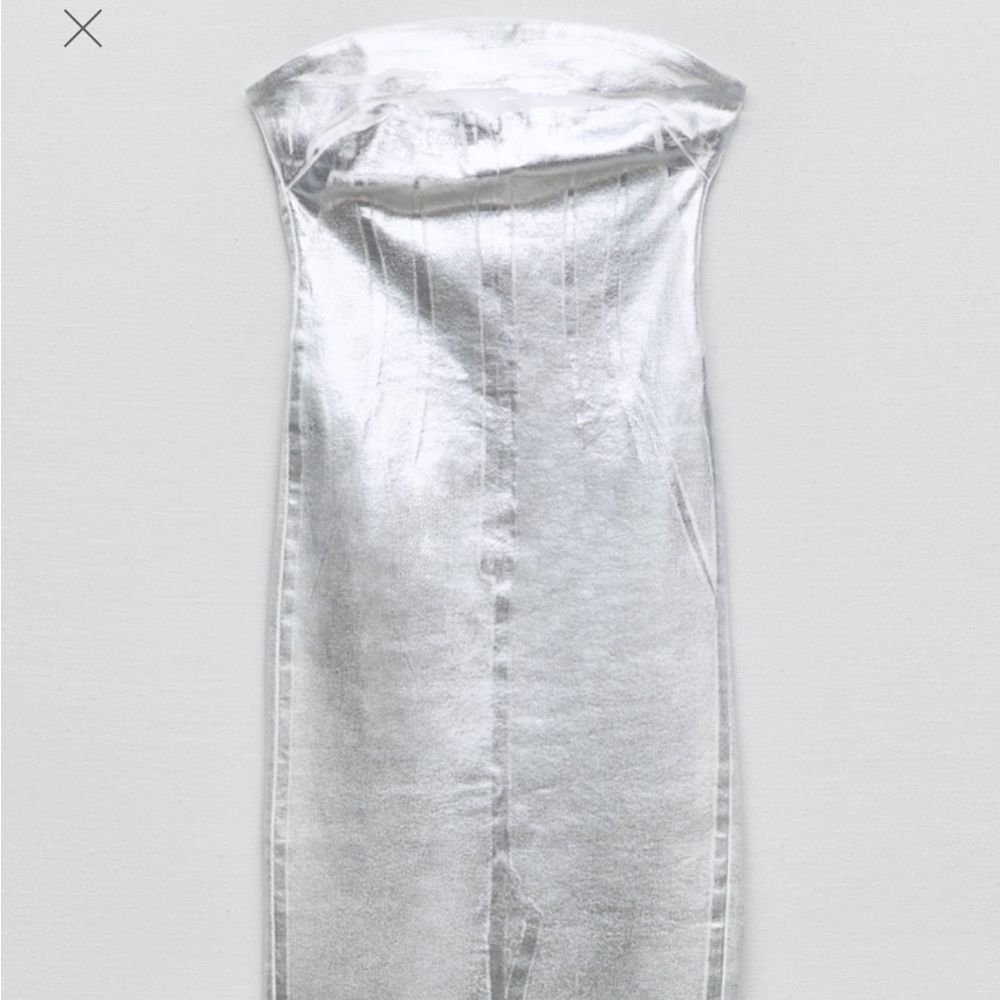 Zara Fitted Silver Metallic Dress